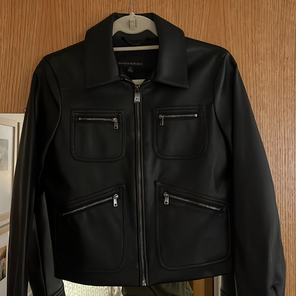 BANANA REPUBLIC VEGAN LEATHER JACKET size small - Picture 3 of 8